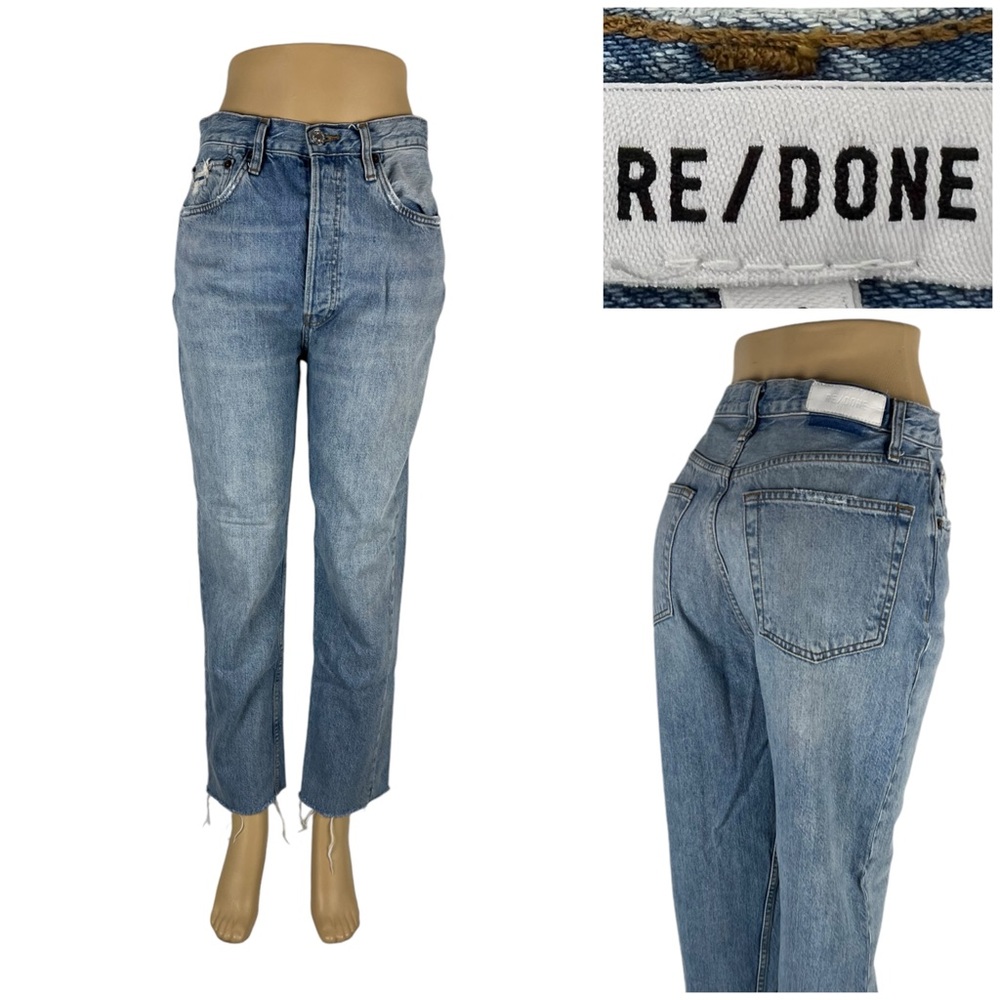 Re/Done Jeans Womens 28 X 27 (actual) 70s Ultra High Rise Stove Pipe Light